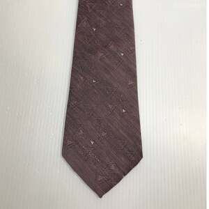 Vtg Austin Manor Silk Tie 80s 90s Geometric Woven Taupe Maroon